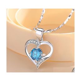 Pendant Necklaces Pure Sier Necklace Womens Heartshaped Clavicle Chain Fashion Allmatch Valentines Day Birthday Giftpendant Drop Del Dhmic