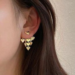 Hoop Earrings Heart Sequins Earring For Women Tassel Original Two Ways To Wear Earing Ladies Gold Plate Hanging Ear Piercing Korea Joyas