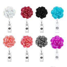 Other Office School Supplies Retractable Badge Holder With Alligator Clip Flower Shaped Ab Rhinestones 24 Inch Cord Id Badges Reel Dhixv