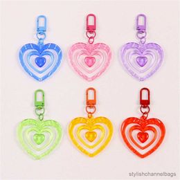 Keychains Heart to Heart Keychain Bag Pendant Style Colourful Hollow Heart Mobile Phone Jewellery Ornaments Sweet Key Chain Gift