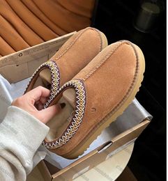 UG GS Tasman Pantofole Ciabatte in pelliccia di castagno Pelle di montone Shearling Tazz Ciabatte classiche Donna Uomo Stivali con plateau ultra mini Scarpe slip-on Tomaia in pelle scamosciata