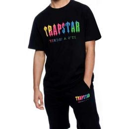 Trapstar London t shirt Chest Blue White Colour Towel Embroidery mens Shirt and shorts High Quality casual Street shirts Breathable design 96ess