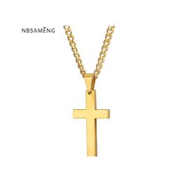 Hänghalsband 2023 Cross Pendants for Men rostfritt stål 18K guldpläterade manliga bönsmycken YK50461 Drop Leverans DHBCM