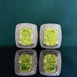 Bling Peridot Diamond Stud Earring 100% Real 925 sterling silver Promise Wedding Earrings for Women Bridal Party Jewellery Gift