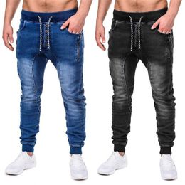 Men's Jeans Fall/winter Stretch Business Casual Classic Fashion Denim Trousers Black And Blue JeansMen's