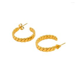 Dangle Earrings Trendy Thick Twist C-shape Stainless Steel Hypoallergenic Twisted Rope Croissant Hoop Ear Stud YS165