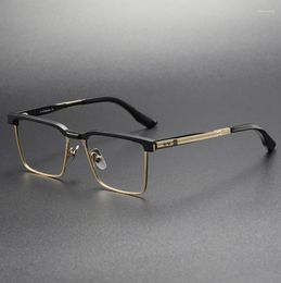 Sunglasses Frames Japanese Handmade Pure Titanium Eyeglasses Square Frame Men Vintage Optical Eyewear Prescription Retro Glasses Women