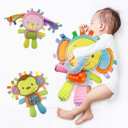 Rattles Mobiles Baby Tags Stuffed Animal Soft Toy Lovey Elephant Plush Bell Builtin Sensory for born Toddler Infant Gifts 230518