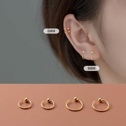 Charm LAVIFAM 925 Sterling Silver Thin Ear Hook Mini Bead Earrings Circle Open Huggies Hoops Ear Piercing Jewelry Accessories AA230519
