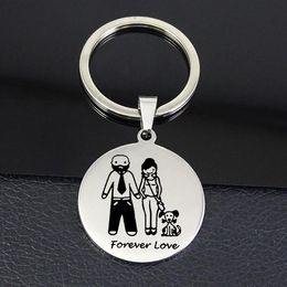 Keychains Family Forever Keychain High Polished Charm Keyring Jewellery Souvenir Gift For Wife YP6814