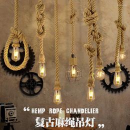 Pendant Lamps Single Head Rope Ceiling Lamp Vintage Industrial Style Clothing Coffee Shop Bar Counter Restaurant Chandeliers