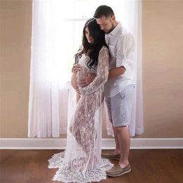 Women Pregnant Maternity Dress for Shooting Photo Summer Long Sleeve See Through Sexy Long Dresses Women Maternity Clothes