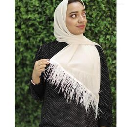 Ethnic Clothing 2023 Feather Bottom Hijab Summer Chiffon Headscarves Muslim Fashion Long Shawl Scarf For Women Veil Headwrap Islam