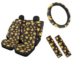 Car Seat Covers Protector Cover Tropical Leaves Prints Soft Auto Steering Wheel Universal Belt Sets Easy Clean