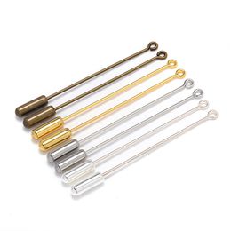 20pcs Safety Long Brooch Pins Gold/Antique Bronze Loop Eye Brooch Pin with Cap Stopper for DIY Jewellery Making Brooch Accessories