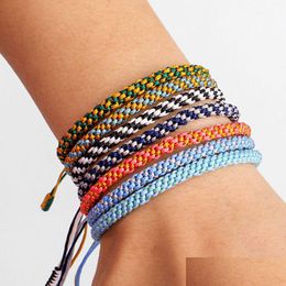 Charm Bracelets Handmade Knots Rope Bracelet Mti Colour Bohemian Tibetan Woven Lucky Braided For Women Men Jewellery Drop Delive Dhgarden Dhjnf