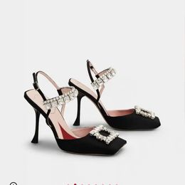 Secret Swan Snow diamond buckle silk square toe single shoes The Swaro flash diamond designer Factory footwear with box