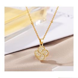 Chokers Good Luck Clover Necklace For Women Zircon Crystal Choker Necklaces Collar Chain Wedding Korean Style Jewellery Giftchokers Dr Dhgtl