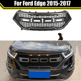 Modified Racing Grill With LED Light For Ford Edge 2015 2016 2017 Front Bumper Grid Mesh Cover Grille Bumper Honeycomb Grill