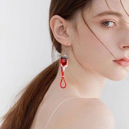 Chains Creative Funky Original Sufeng Simulation Plasma Blood Type Earrings Girl Personality Handmade For Women Hoop