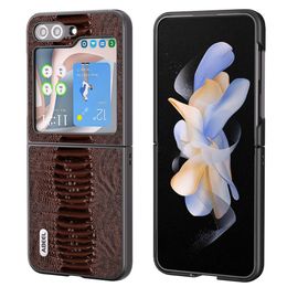Genuine Cowide Leather Case for Samsung Galaxy Z Flip5 Ostrich Foot Texture Back Cover