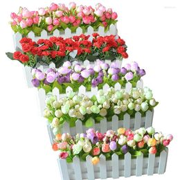 Decorative Flowers Artificial Plant Fashionable Fake Bud Flower Bonsai Fence Pot Living Room Decor