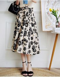 Skirts Denim Skirt Women Tiger Embroidery High Waist Puffy A Word Long Skirt Spring 230519