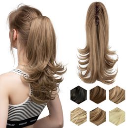 14 inch clip ponytail women natural pear flower roll tiger claw roll ponytail hair ponytail has many styles to choose from supports custom logo