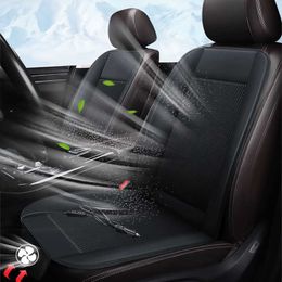 Seat Cushions Car Summer Cool Air Seat Cushion Built-in Fan Fast Blowing Ventilation Pad Ice Silk Auto Seat Cover 12V Cooling Car Seat Cushion G230519