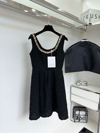 Runway Dress European Luxury Designer Dress 2023 Heavy Duty Studded Strap Dress