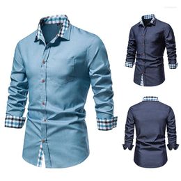 Men's Dress Shirts Men's Casual Formal Shirt Button Up Long Sleeve Denim Work