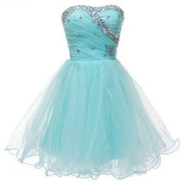 Short Homecoming Dresses Sweetheart Crystal Beading Sequins A-Line Party Gowns Princess Tulle Plus Size Mini Birthday Prom Graudation Cocktail Party Gowns 27