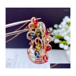 Pendant Necklaces Fashion Two Wear Jewellery Charm Peacock Necklace Hollow Geometric Rose Golden Brooch For Women Wedding Anniversary Dhdri