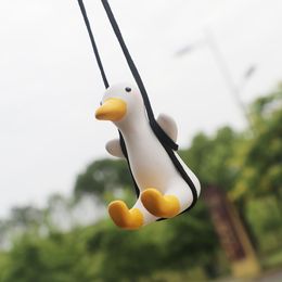 Garden Decorations ColorBox Swing Duck Car Pendant Funny Hanging Ornament Rear View Mirror Cute Decoration 230518