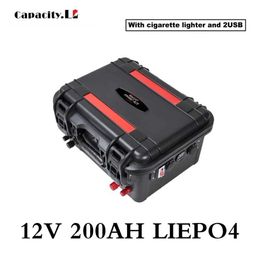 12V Rechargeable lifepo4 battery pack 200Ah Bluetooth BMS RV Outdoor Marine Lithium Battery Solar Waterproof Inverter