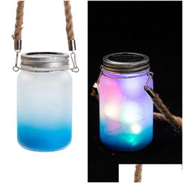 Other Festive Party Supplies Sublimation Glass Mason Cup Lights Solar Outdoor Hanging With Hangers For Garden Yard Patio Backyard Dhejy