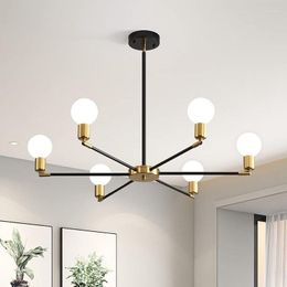Pendant Lamps Minimalist Parlour Chandeliers Dining Room Bedroom Hanging Light Fixtures Gold Black Metal E27 Bulb Rotatable
