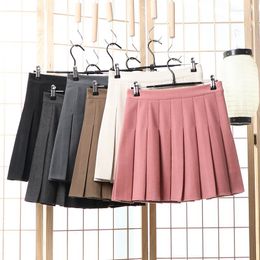 Skirts Brown Pleated Skirt Women's High Waist A-Line Fall Winter Thick Woolen Korean Kawaii Preppy Style Black Mini For Girls