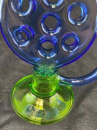 Glass hookah 16inch 14mm blue and green swiss factory direct price concessions are welcome to consult