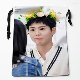 Storage Bags Arrival Park Bo Gum Drawstring Print 18X22CM Soft Satin Fabric Resuable Clothes Bag Shoes