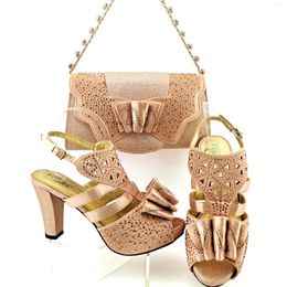 Dress Shoes Italian Design Est Peach Colour Nigerian Ladies And Bag Set With Wisp Of Air Style Colourful Crystal Decoration