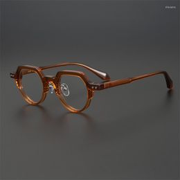 Sunglasses Frames Original Literary Style Glasses Frame Unisex 2023 Trend Designer Hand-made Clear Brown Acetate Myopia Eyeglasses