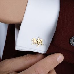 Custom Cufflinks for Mens Original Luxury Personalised Logo Name Letter Stainless Steel Suit Shirt Button Wedding Groomsmen Gift