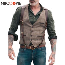 Men's Vests Retro Patchwork Imitation Leather Vest Mens Jackets Single Breasted Casual For Men Suits Business Slim Fit Costume Gilet Homme 230519