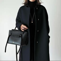 Women's Wool & Blends 2023 Women Woollen Coats Thick Warm Fashion Solid Colour Beige Slim Loose Elegent Autumn Winter Lady Jacket In Single-br