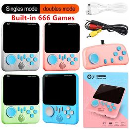3.5 inch Portable G7 Handheld Game Console Classic Retro Video Games Built-in 666 Games Single & Double Player AV Out Pocket Game Console Colourful LCD Display