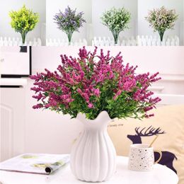 Decorative Flowers Artificial Flower Fake Lavender Plant Faux Wedding Bridal Bouquet Floral Table Ornament For Indoor Outdoor Home Garden