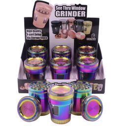 Rainbow Smoking Metal Herb Grinder 4 Pieces Detachable Tobacco Dry Crush Shredder Hand Mechanic Grinders Concave Top Cap