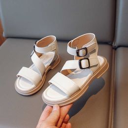 Sandals Cute Kids Sandals Girls Summer New Simple GLADIATOR Boys Shoes 2023 Non-slip Korean Style Solid Color Children Unisex Shoes Flat AA230518