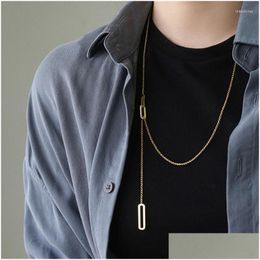 Pendant Necklaces Titanium Steel Plated 18K Gold Simple Geometric Sweater Chain Women Long Choker Fashion Jewelry Adjustable Size Dr Dh3Yj